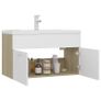 Sink Cabinet with Built-in Basin White and Sonoma Oak Chipboard Image 3
