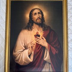 Vintage Jesus Christ Picture w gold frame