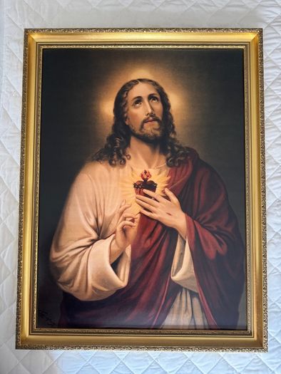 Vintage Jesus Christ Picture w gold frame