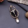 Art Deco Style Beetle Black Scarab Pearl Brooch Pin Image 2