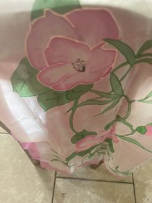 Silk scarf , green & pink hand painted
