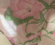 Silk scarf , green & pink hand painted