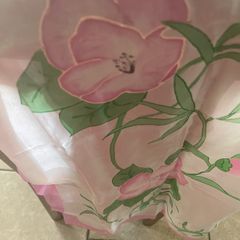 Silk scarf , green & pink hand painted