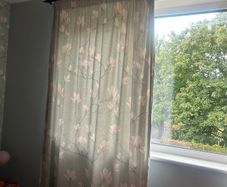 light blue magnolia print curtains