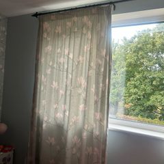 light blue magnolia print curtains