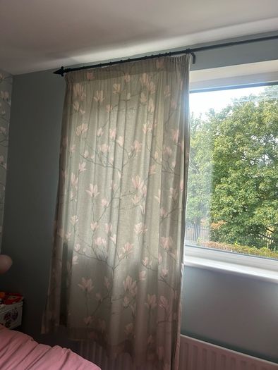 light blue magnolia print curtains