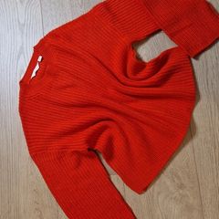 Red Chunky Knit Jumper - M