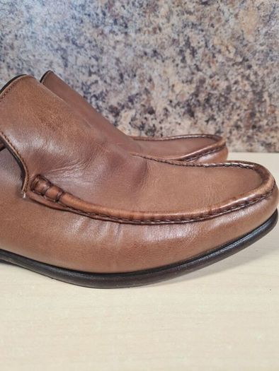 mens BARKER TORQUAY slip on shoes Brown Burnished Calf Size UK 7.5 EU 41.5 moccasin boat shoes