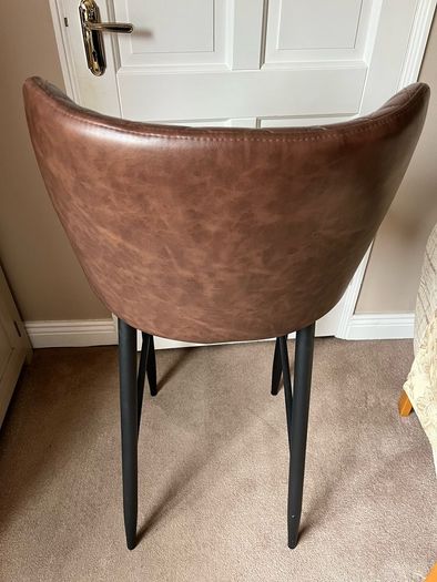 Brown Leather Bar x5 chairs 27 inch Seat Height
