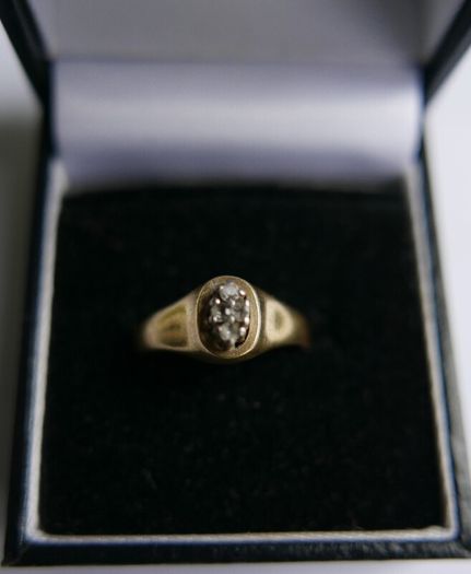 Vintage 14K White Yellow Gold  Diamond Wedding Engagement  Ring size P1/2 - 3,6g