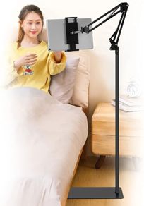 Tablet Floor Stand, Adjustable Universal 360 degree Rotatable Metal Tablet Holder, Phone Stand for iPad/iPhoneX/iPad Pro or Other 4.7 12.9 Inch Screen Devices (Black)
