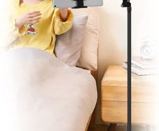 Tablet Floor Stand, Adjustable Universal 360 degree Rotatable Metal Tablet Holder, Phone Stand for iPad/iPhoneX/iPad Pro or Other 4.7 12.9 Inch Screen Devices (Black)
