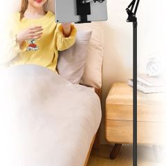 Tablet Floor Stand, Adjustable Universal 360 degree Rotatable Metal Tablet Holder, Phone Stand for iPad/iPhoneX/iPad Pro or Other 4.7 12.9 Inch Screen Devices (Black)