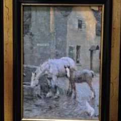 The Farmyard by Fred Hall, Vintage Decorative Framed Reproduction Print