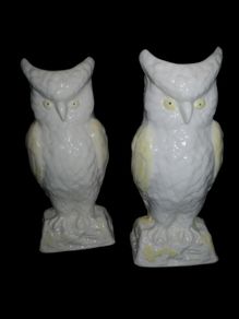 Pair of BELLEEK Owl vase 6th stamp