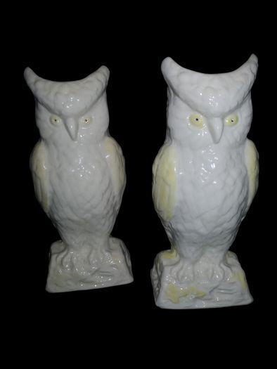 Pair of BELLEEK Owl vase 6th stamp