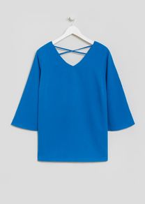PLUS SIZE (22) Blue Lattice Back Top. New