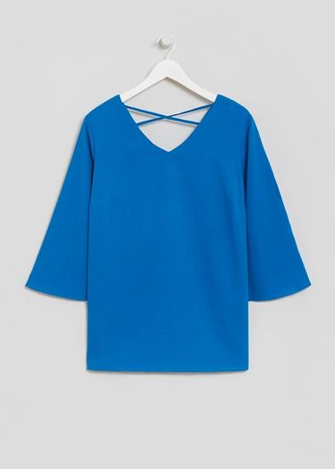 PLUS SIZE (22) Blue Lattice Back Top. New