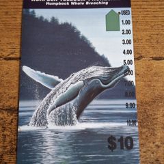 Norfolk Island Phonecard AUD10 "Humpback Whale Breaching", used, 1995 - free standard postage