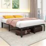 36 cm 4ft6 Double Metal Platform Bed Frames Double with Storage Under Bed/Steel Slats Mattress Base, No Box Spring Needed, Enhanced Support Noise Free,Black Image 6