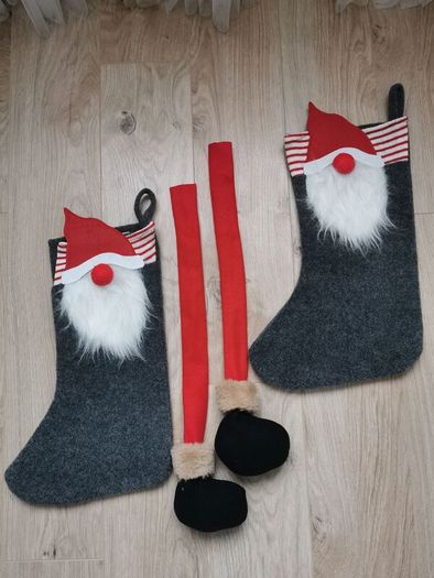 Christmas stockings and Santa legs