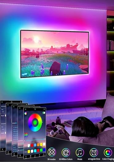 5M TV Backlight, for 45-75 Inch TV, Music Sync LED TV Light with Bluetooth Function - RGB Color Changing Light Strip for Home Theater 16.4ft