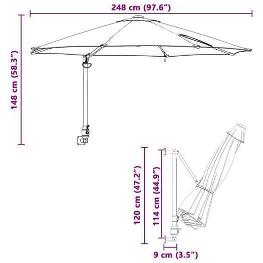 Garden Parasol Azurblau 248 x 248 x 148 cm Polyester and Steel