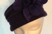 Woollen Purple Hat with flowers