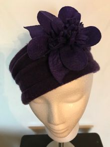 Woollen Purple Hat with flowers