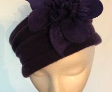 Woollen Purple Hat with flowers
