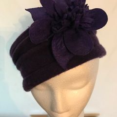 Woollen Purple Hat with flowers