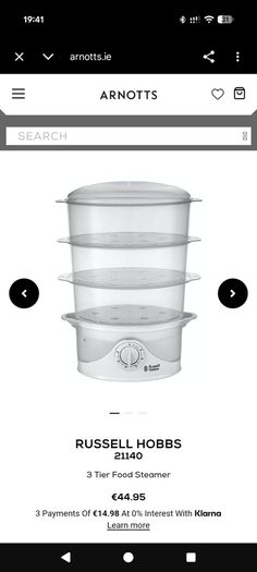 Russell Hobbs 3-Tier Food Steamer Model 21140 Spotless Condition