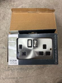 5 pack Click define 2 gang sockets brushed steel + black
