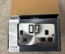 5 pack Click define 2 gang sockets brushed steel + black