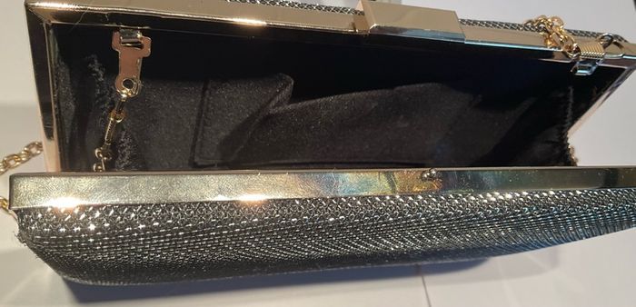 Gunmetal Grey  Pewter Shimmering Box Clutch Bag