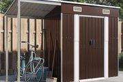Garden Shed with Extended Roof Brown 277x107x181 cm Steel
