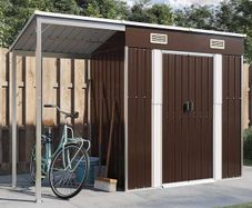 Garden Shed with Extended Roof Brown 277x107x181 cm Steel