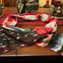 SAMOON SCARF in red light grey black white and blue Image 6