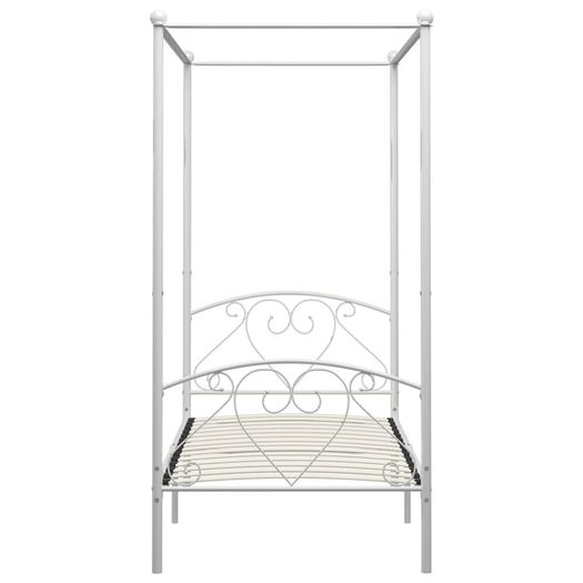 Canopy Bed Frame White Metal 90x200 cm