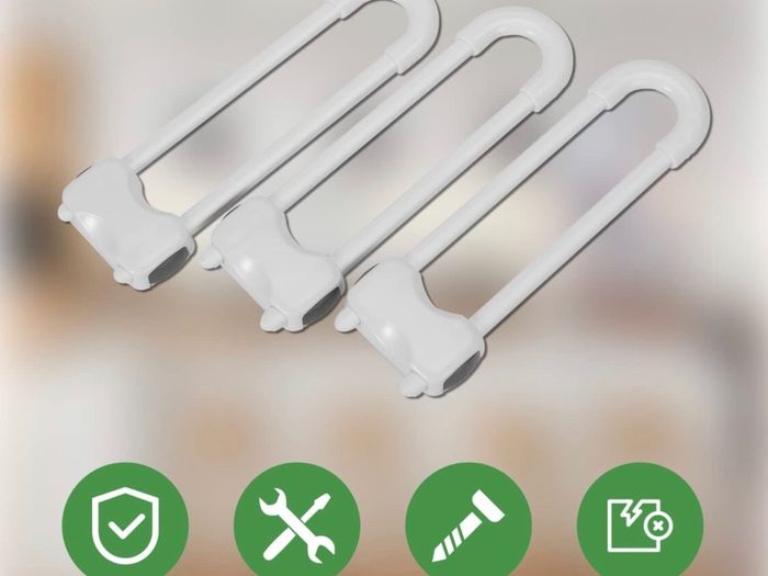 Cupboard Locks for Children & Baby Proofing for Both Cabinet Knobs and Cabinet Handles (6 Packs). U Shape Easy Slide Baby Drawer Safety Lock to Keep Your Child Safe