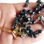 Vintage Long vintage garnet crystal aurora borealis 5 decades Rosary Image 3