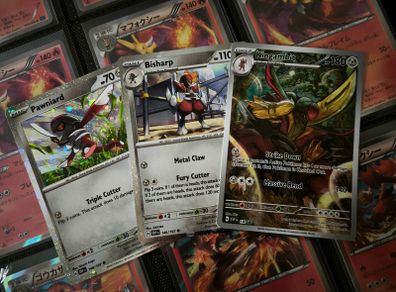 Pawniard + Bisharp + Kingambit ! Obsidian Flames Promos ! with Swirl ! 2024 ! Pokemon Cards !