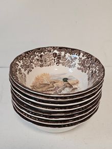 Palissy Royal Worcester Game Series Soup Bowls x 8