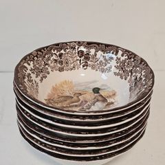 Palissy Royal Worcester Game Series Soup Bowls x 8