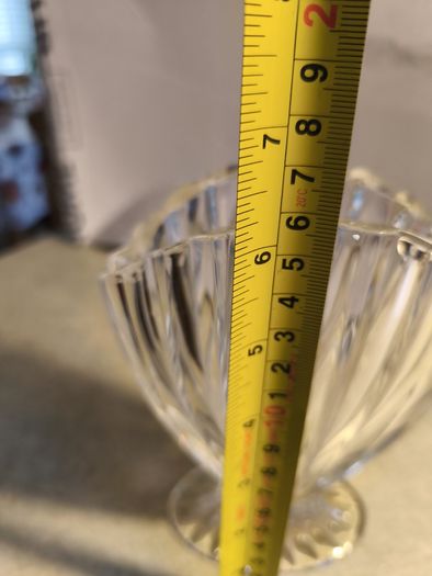 Vintage Marquis Waterford (Gothic print) Crystal Nautical Shell Oval Fan Vase 6 INCHES