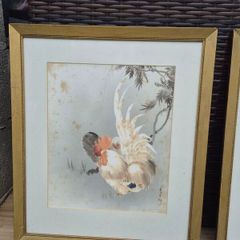 Pair Of Vintage Asian Bird Paintings Signed And Framed 45 x 52 cm