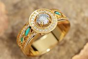 Crystal Turquoise Gold Tone Ring