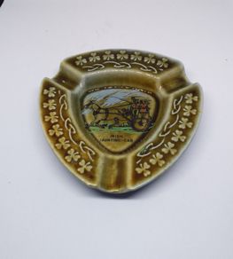 Irish Porcelain Ashtray - Irish Jaunting Car and Shamrock