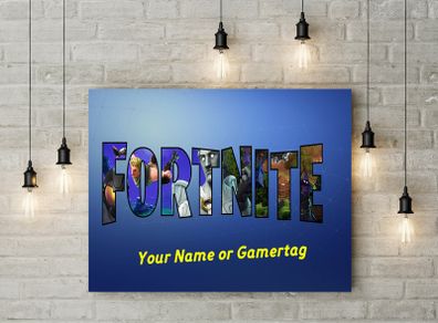 Personalised Fortnite Wall 3mm foamex board printed picture with your Name on it Fortnite wall board for kids room wall decor wall art picture