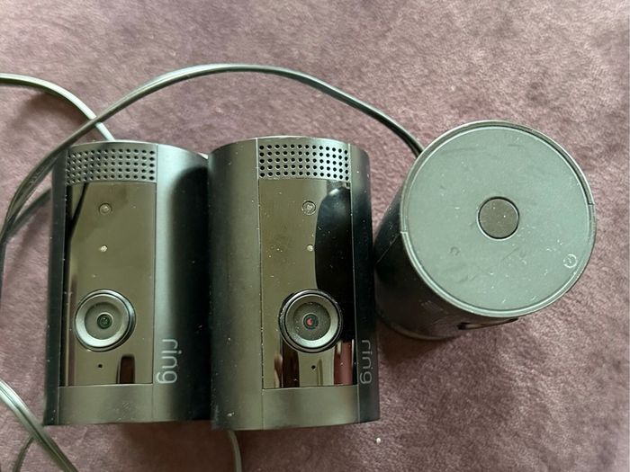 3x Ring Indoor Security Cameras with Stand Bases